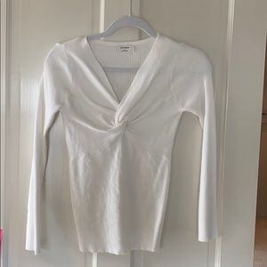 Knot front ribbed long sleeve